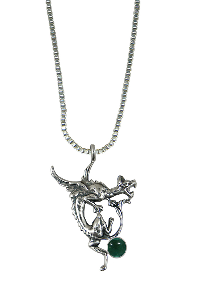 Sterling Silver Screaming Dragon Pendant With Fluorite